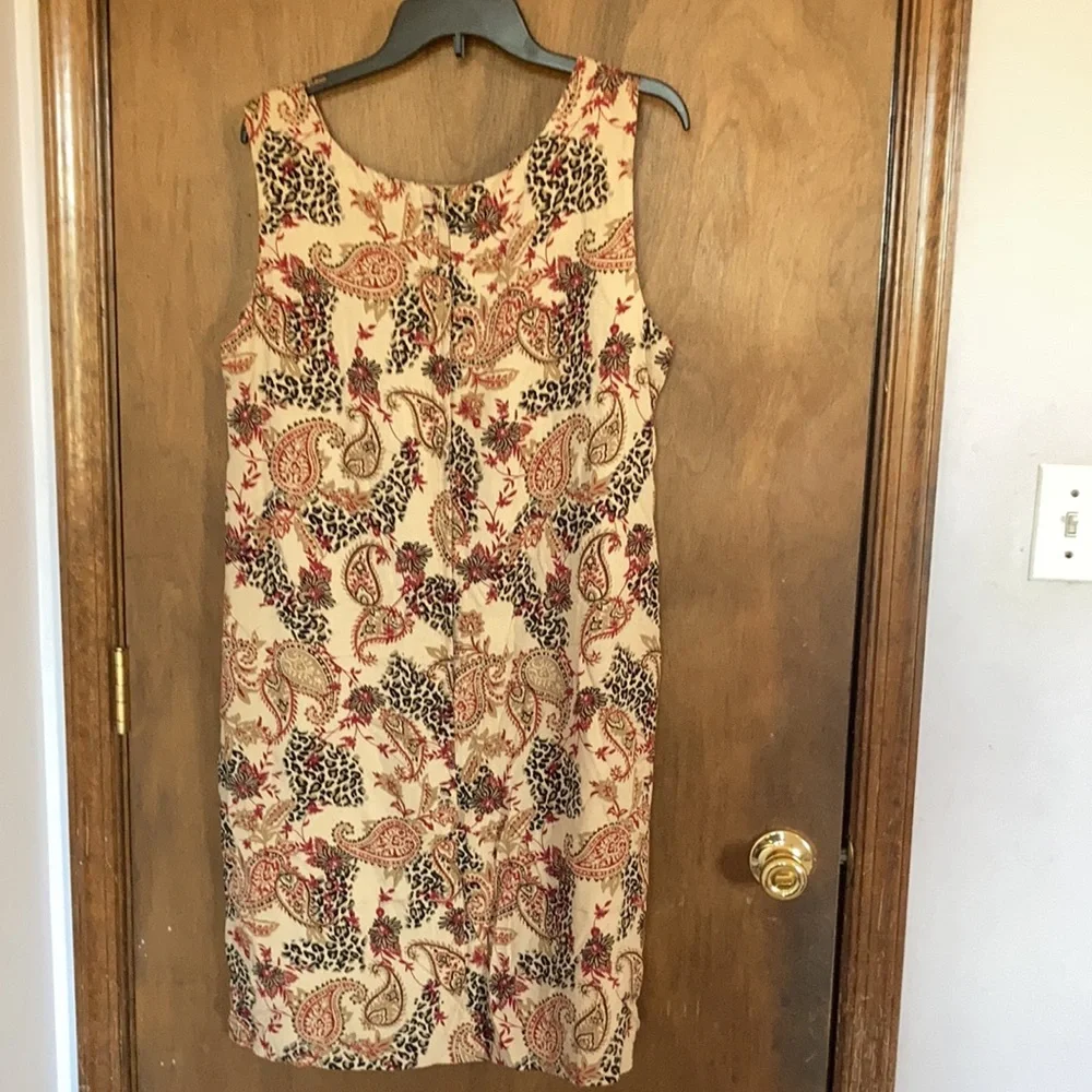 Vintage dress sleeveless paisley animal print  casual office boho XL - Picture 13 of 16